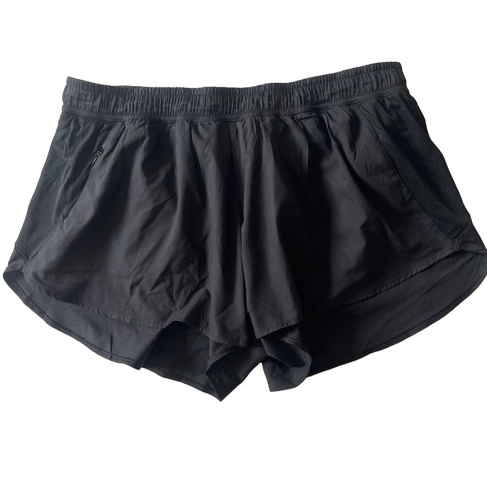 THINX Period Women's Running Shorts Black Size M Medium Brief Lined Zip Pocket